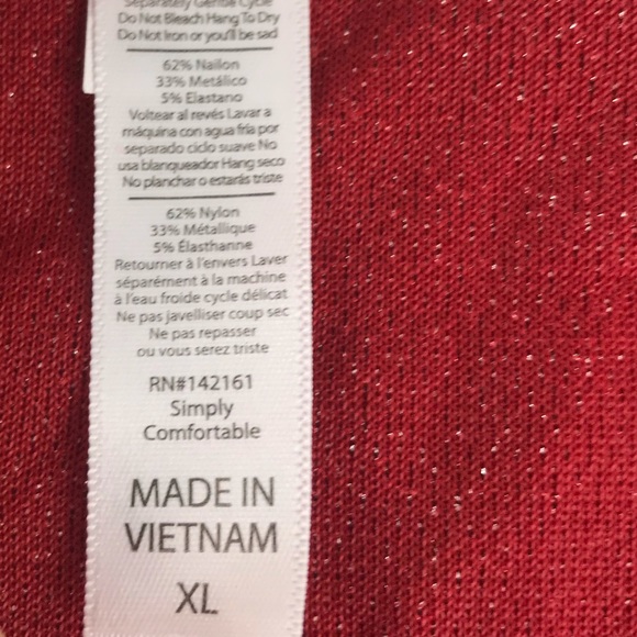 LuLaRoe Elegant Classic T Tee Shirt Red Silver - Picture 4 of 4